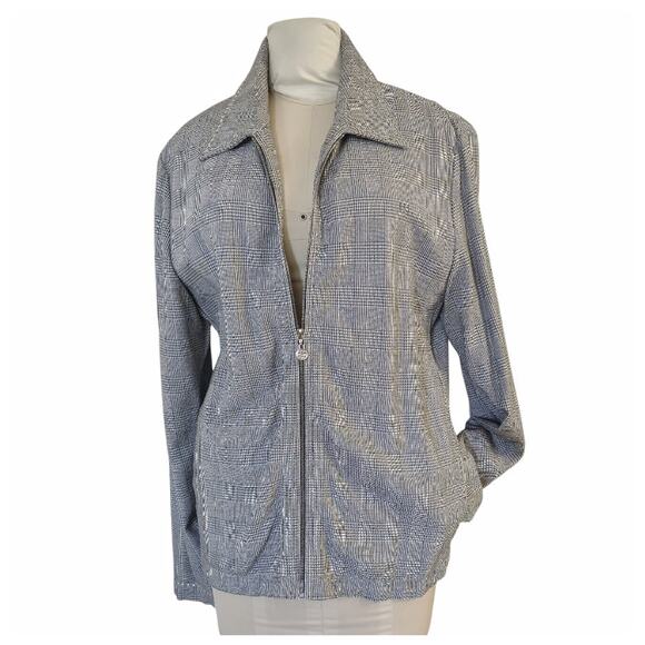 ST. JOHN Sporty Plaid Casual Zip Front Jacket Size M Oversized Casual Designer - Picture 5 of 16